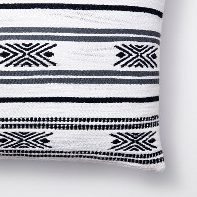  Oversized Oblong Woven Stripe Decorative Throw Pillow Ivory/Slate Blue - Threshold™ Designed With Studio McGee