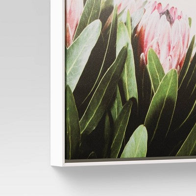  16" X 20" Floral Photography Framed In Pale Maple Wall Canvas Pink - Threshold™
