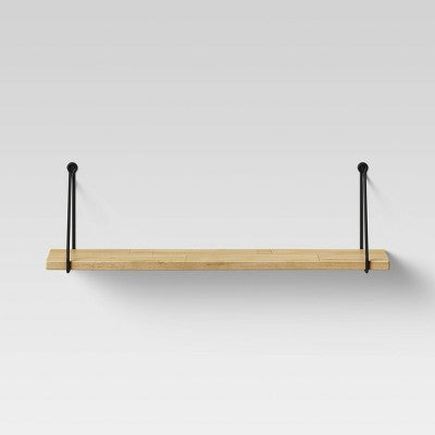  Wood Wall Shelf With Hanging Wire Natural/Black - Threshold™