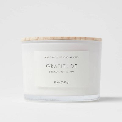  Wood Lidded Glass Wellness Grateful Candle - Threshold™
