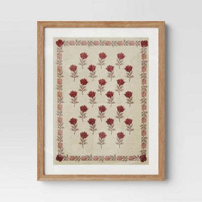  (Set Of 2) 16"x 20" Embroidered Floral Textile Wall Decors Neutrals - Threshold™