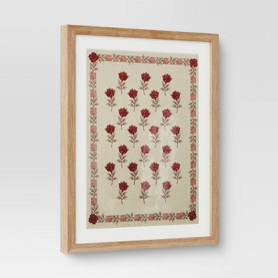  (Set Of 2) 16"x 20" Embroidered Floral Textile Wall Decors Neutrals - Threshold™