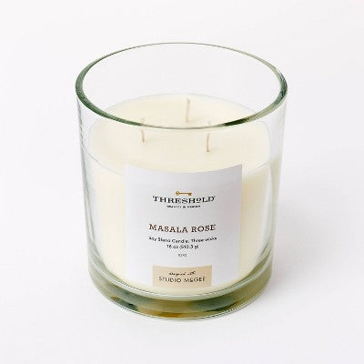  Clear Glass Masala Rose Candle White - Threshold™ Designed With Studio McGee