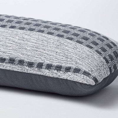  Bed Lumbar Woven Texture Stripe Decorative Throw Pillow Slate Blue - Threshold™ Designed With Studio McGee: Cotton Ribbed, Indoor Use