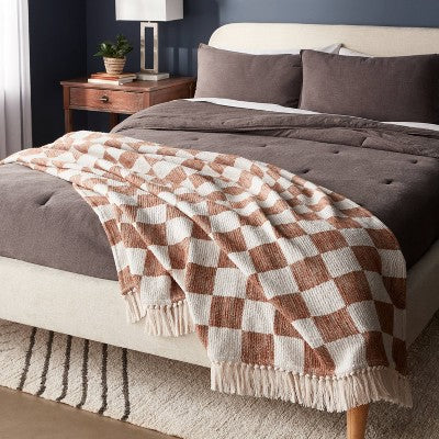  60"x80" Woven Cotton Checkered Bed Throw - Threshold™