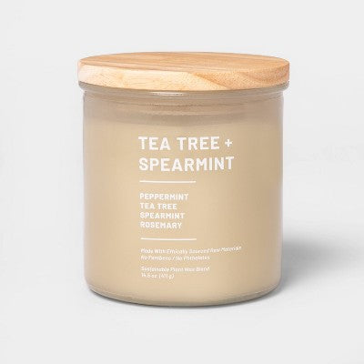  Glass Jar Tea Tree And Spearmint Candle Beige - Threshold™