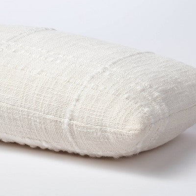  Bed Lumbar Texture Tonal Plaid Decorative Throw Pillow Off White - Threshold™ Designed With Studio McGee: Cotton & Acrylic, Indoor Use