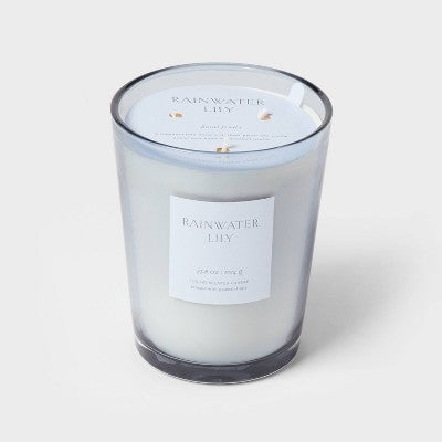  Colored Vase Glass With Dustcover Rainwater Lily Candle Gray - Threshold™