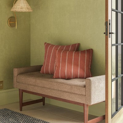  2pk Square Cotton Woven Stripe Throw Pillows Rust/Ivory- Threshold™