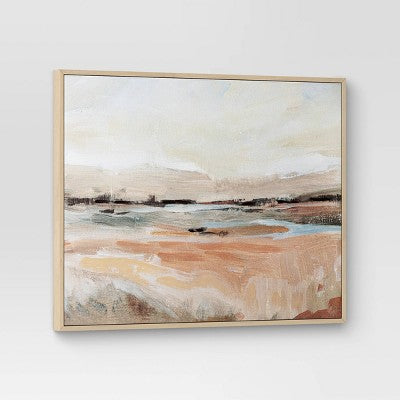 (Set Of 2) 24" X 30" Faded Landscape Framed Wall Canvases Natural - Threshold™