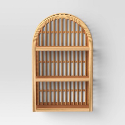  12" X 20" Wood And Rattan Wall Shelf Natural - Threshold™
