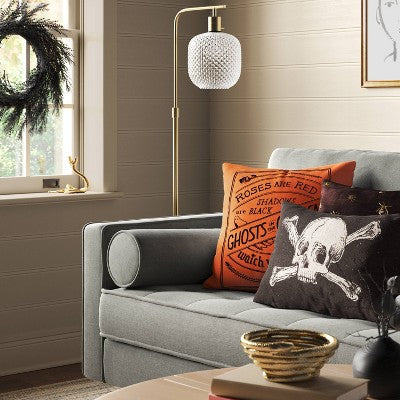  Embroidered Ghosts In The Garden Square Halloween Throw Pillow Orange - Threshold™