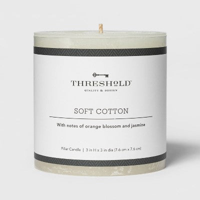  Pillar Candle Soft Cotton White - Threshold™