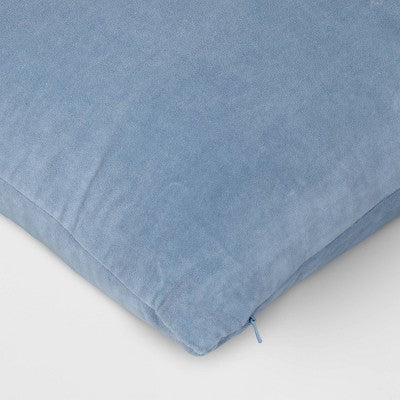  Oversize Washed Cotton Velvet Lumbar Throw Pillow Light Blue - Threshold™: Indoor Decorative Cushion, Hidden Zipper, Polyester Fill