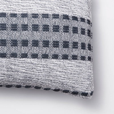  Bed Lumbar Woven Texture Stripe Decorative Throw Pillow Slate Blue - Threshold™ Designed With Studio McGee: Cotton Ribbed, Indoor Use