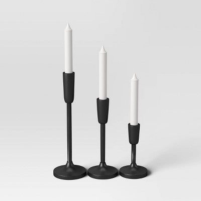  Set Of 3 Aluminum Taper Holders Black - Threshold™