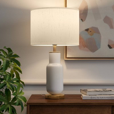 Large Assembled Tapered Glass Table Lamp (Includes LED Light Bulb) White - Threshold™