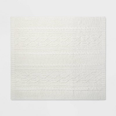  Cable Knit Chenille Throw Blanket - Threshold