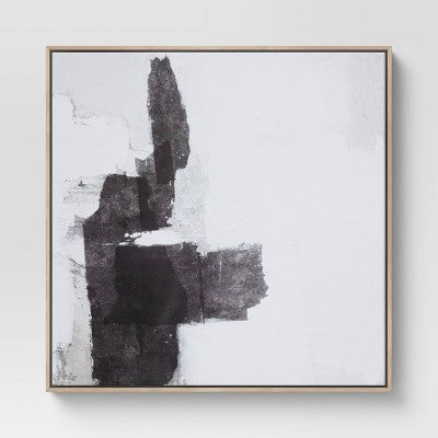  (Set Of 2) 24" X 24" Framed Canvas Black - Threshold™: Modern Style, Digital Abstract Art, Vertical Polystyrene Frame