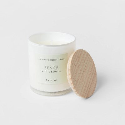  Wood Lidded Glass Wellness Peace Candle - Threshold™