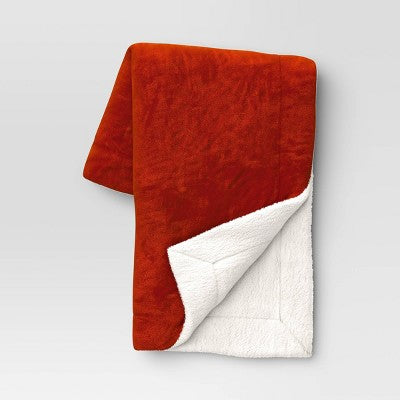  Solid Printed Plush With Shearling Reverse Throw Blanket - Threshold™