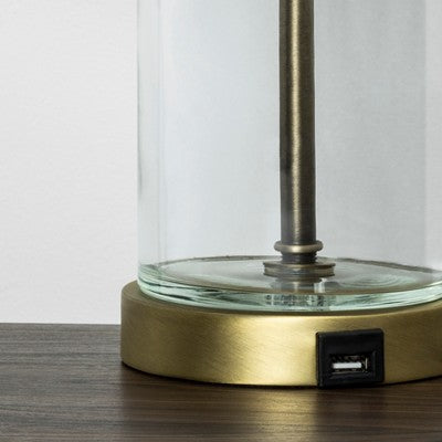  Fillable Accent With USB Table Lamp Brass - Threshold