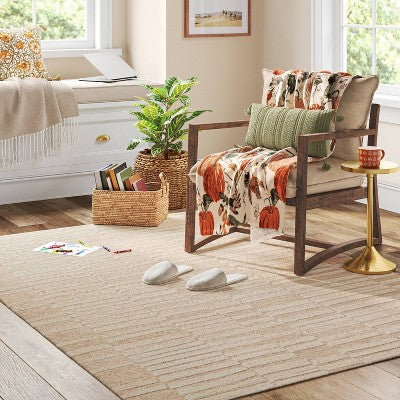  5'x7' Handloom Tufted Wool Area Rug Heathered Cream - Threshold™