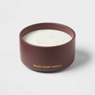  15oz Ceramic Jar 3-Wick Black Honey Vanilla Candle Plum Purple - Threshold™