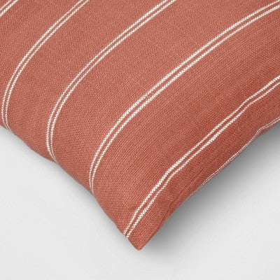  2pk Square Cotton Woven Stripe Throw Pillows Rust/Ivory- Threshold™