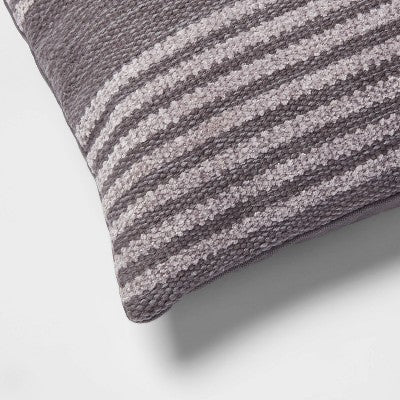  Lumbar Modern Stripe Decorative Throw Pillow Gray - Threshold™