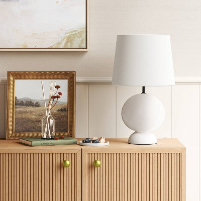  Ceramic Geo Table Lamp With Tapered Shade Off-White (Includes LED Light Bulb) - Threshold™