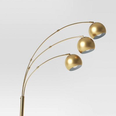  75.5"x29.5" Span 3-Head Metal Globe Floor Lamp Brass - Threshold™