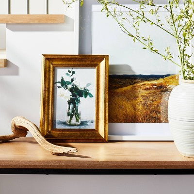  11" X 14" Floral Arrangement Framed Wall Canvas Gold/White - Threshold™ Designed With Studio McGee