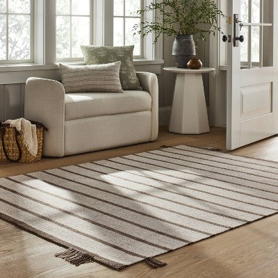  Handwoven Plaid Flat Weave Area Rug Cream/Brown - Threshold™ Designed With Studio McGee