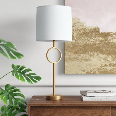  Large Metal Ring Table Lamp (Includes LED Light Bulb) Brass - Threshold™