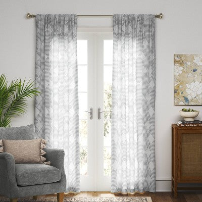 1pc 54"x84" Sheer Clipped Curtain Panel Radiant Gray - Threshold™