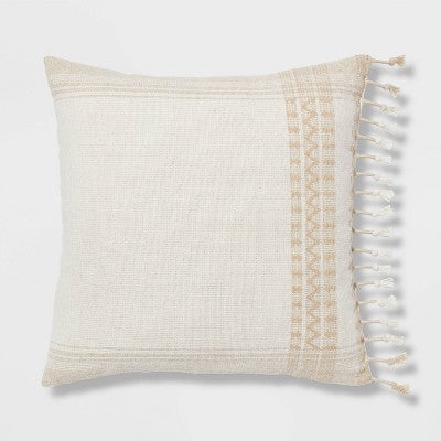  Square Woven Pattern Tassel Decorative Throw Pillow - Threshold™