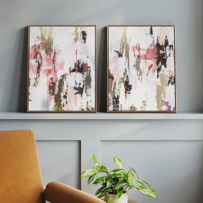  (Set Of 2) 16"x20" Foil Abstract Canvas Framed Arts - Threshold™