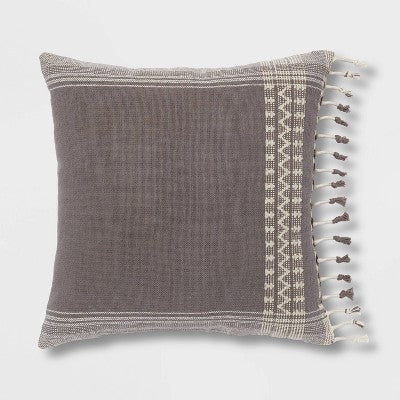  Square Woven Pattern Tassel Decorative Throw Pillow - Threshold™