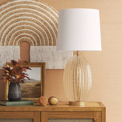  Large Ribbed Glass Lamp Base Clear - Threshold™