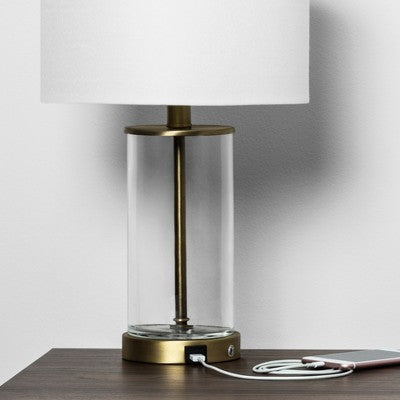  Fillable Accent With USB Table Lamp Brass - Threshold