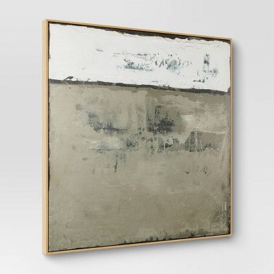  33"x33" Color Block Abstract Canvas Framed Art Neutrals - Threshold™