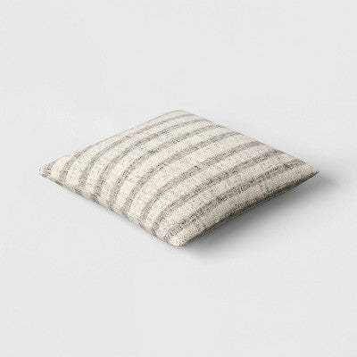  Woven Striped Square Throw Pillow Black/Ivory - Threshold™