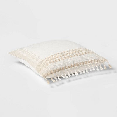  Square Woven Pattern Tassel Decorative Throw Pillow - Threshold™