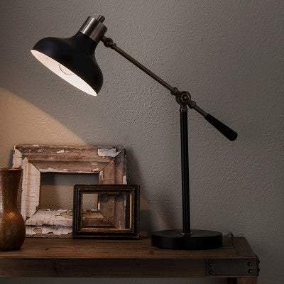  Crosby Schoolhouse Desk Lamp Black - Threshold™: Adjustable Stand, ETL Listed, Metal Shade, No Assembly Required