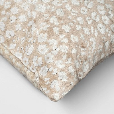  Velvet Jacquard Cheetah Lumbar Throw Pillow Beige - Threshold™