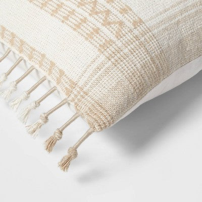  Square Woven Pattern Tassel Decorative Throw Pillow - Threshold™