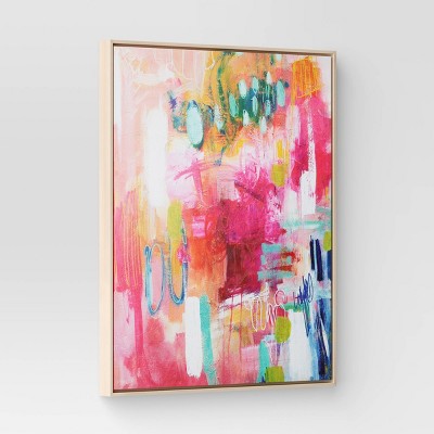  24" X 30" Colorful Collage By Amira Rahim Framed Wall Canvas - Threshold™: Modern Abstract Digital Art, Polystyrene Frame