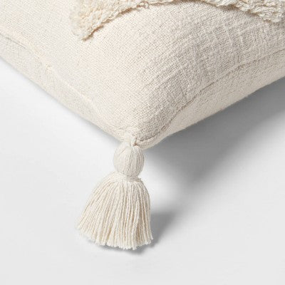  Oblong Tufted Diamond Tassel Decorative Throw Pillow Natural - Threshold™