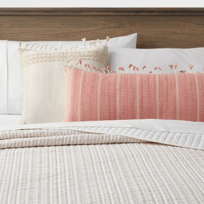  Square Woven Pattern Tassel Decorative Throw Pillow - Threshold™